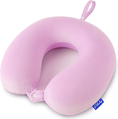 Travel Neck Pillow Memory Foam for Airplane Traveling Gray Blue