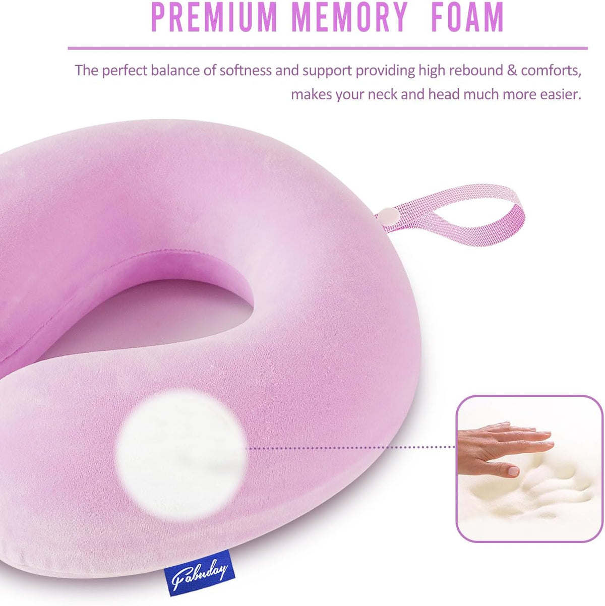 Travel Neck Pillow Memory Foam for Airplane Traveling Gray Blue