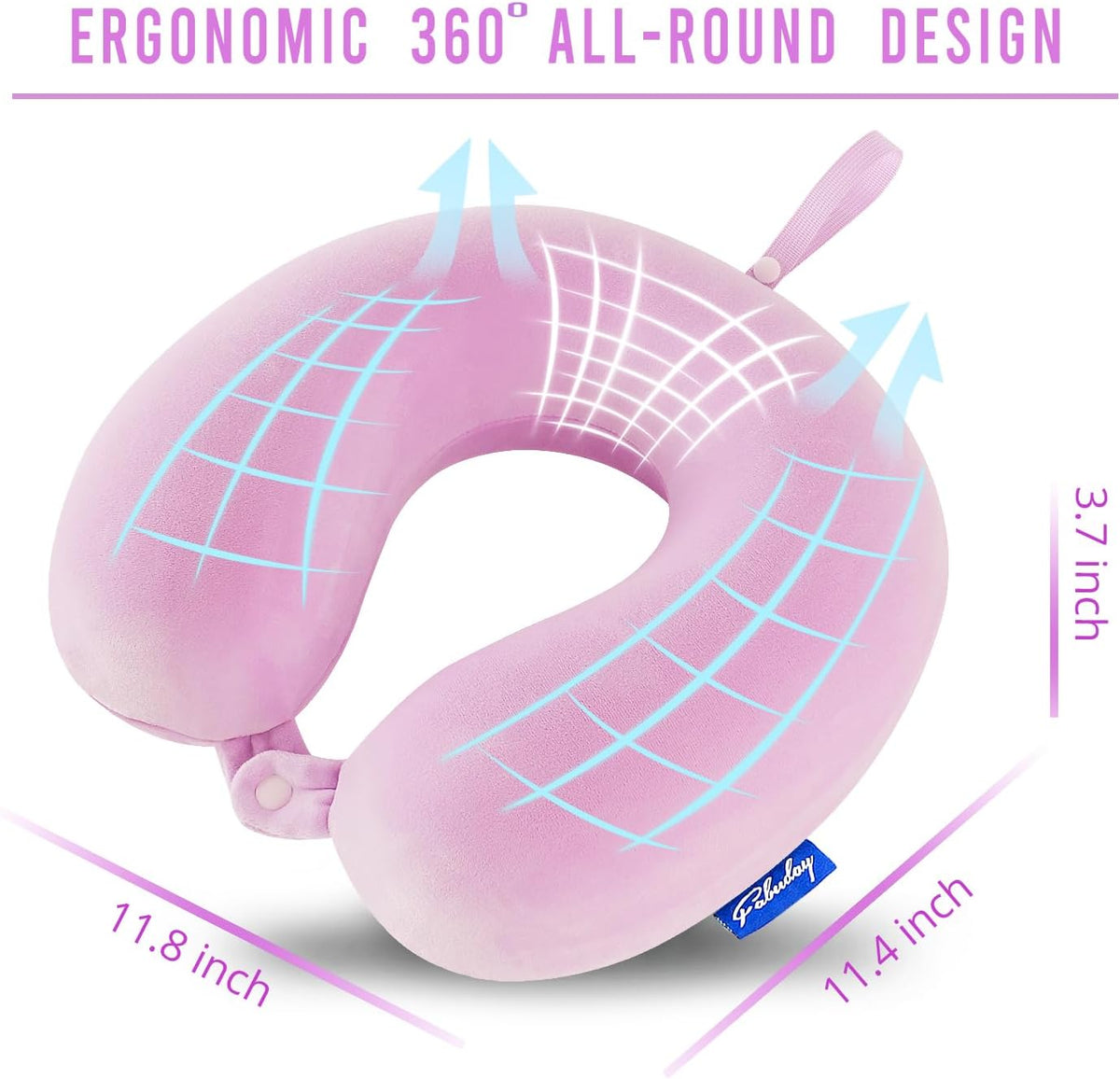 Travel Neck Pillow Memory Foam for Airplane Traveling Gray Blue