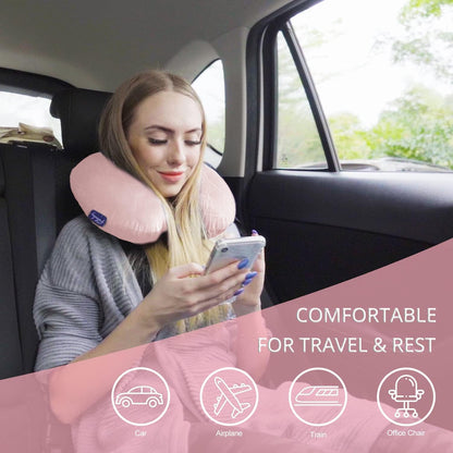 Travel Neck Pillow Memory Foam for Airplane Traveling Gray Blue