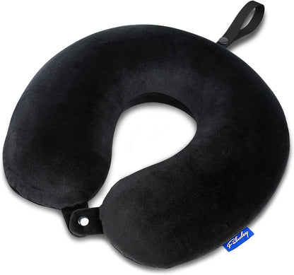 Travel Neck Pillow Memory Foam for Airplane Traveling Gray Blue
