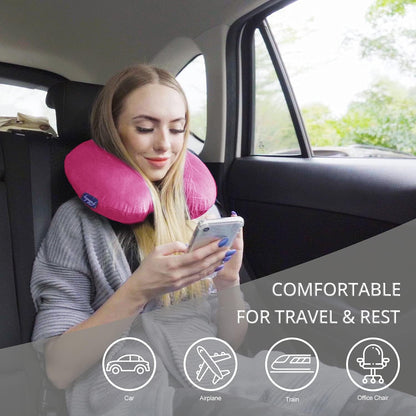 Travel Neck Pillow Memory Foam for Airplane Traveling Gray Blue