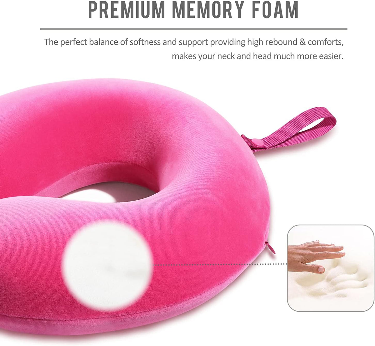 Travel Neck Pillow Memory Foam for Airplane Traveling Gray Blue