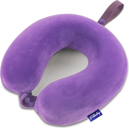 Travel Neck Pillow Memory Foam for Airplane Traveling Gray Blue