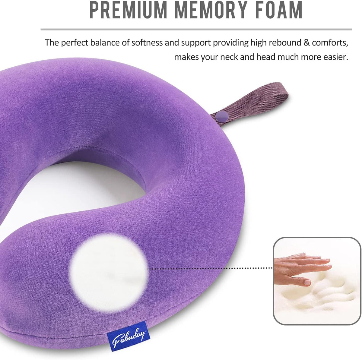 Travel Neck Pillow Memory Foam for Airplane Traveling Gray Blue