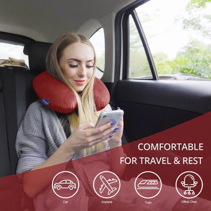 Travel Neck Pillow Memory Foam for Airplane Traveling Gray Blue