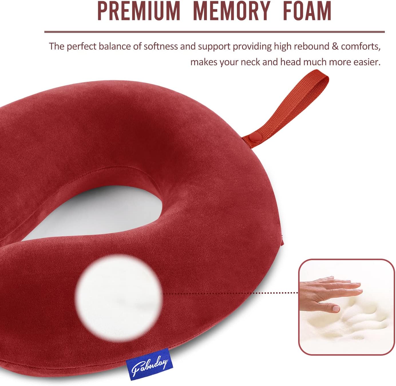 Travel Neck Pillow Memory Foam for Airplane Traveling Gray Blue