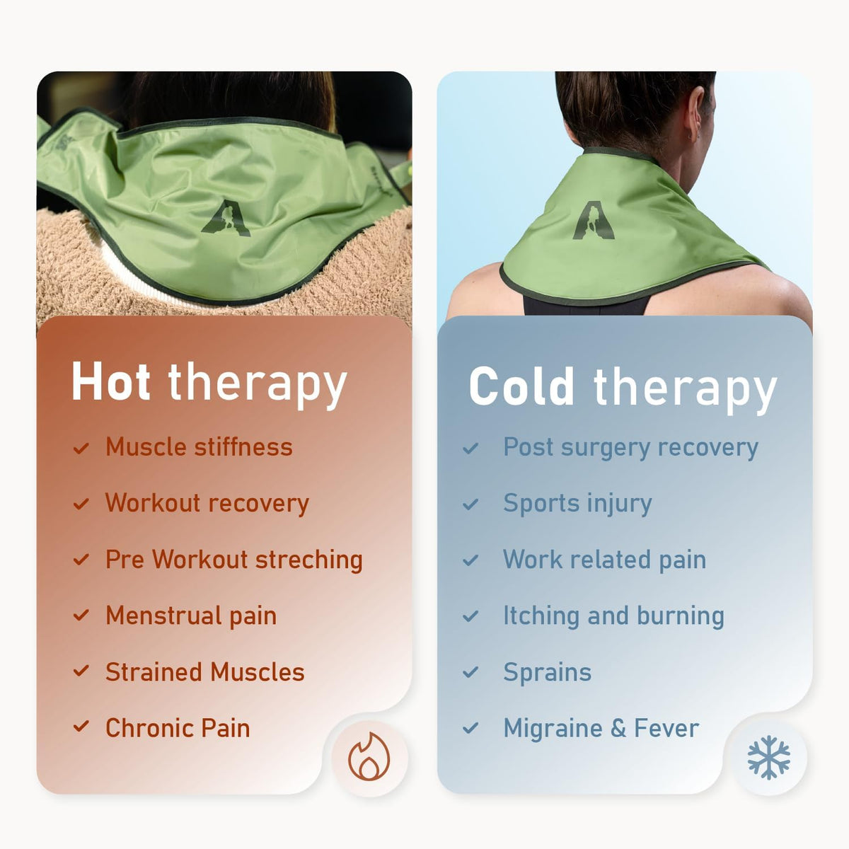 Flexible Neck Ice Pack Wrap 8" x 23", Soft Gel, Hands-Free