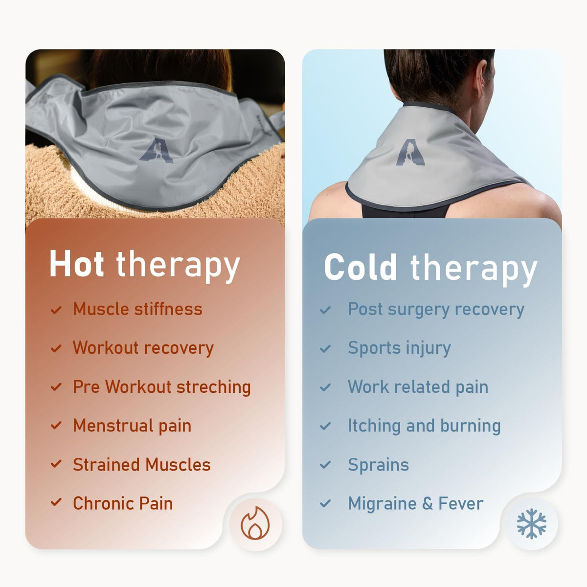 Flexible Neck Ice Pack Wrap 8" x 23", Soft Gel, Hands-Free