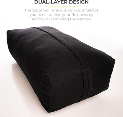 Firm Large Yoga Bolster, 24x12x6in | Bulk Workout Brick for Stretching, Pilates, and Workout, Firm and Supportive Exercise Blocks for Home, Schools, and Studios