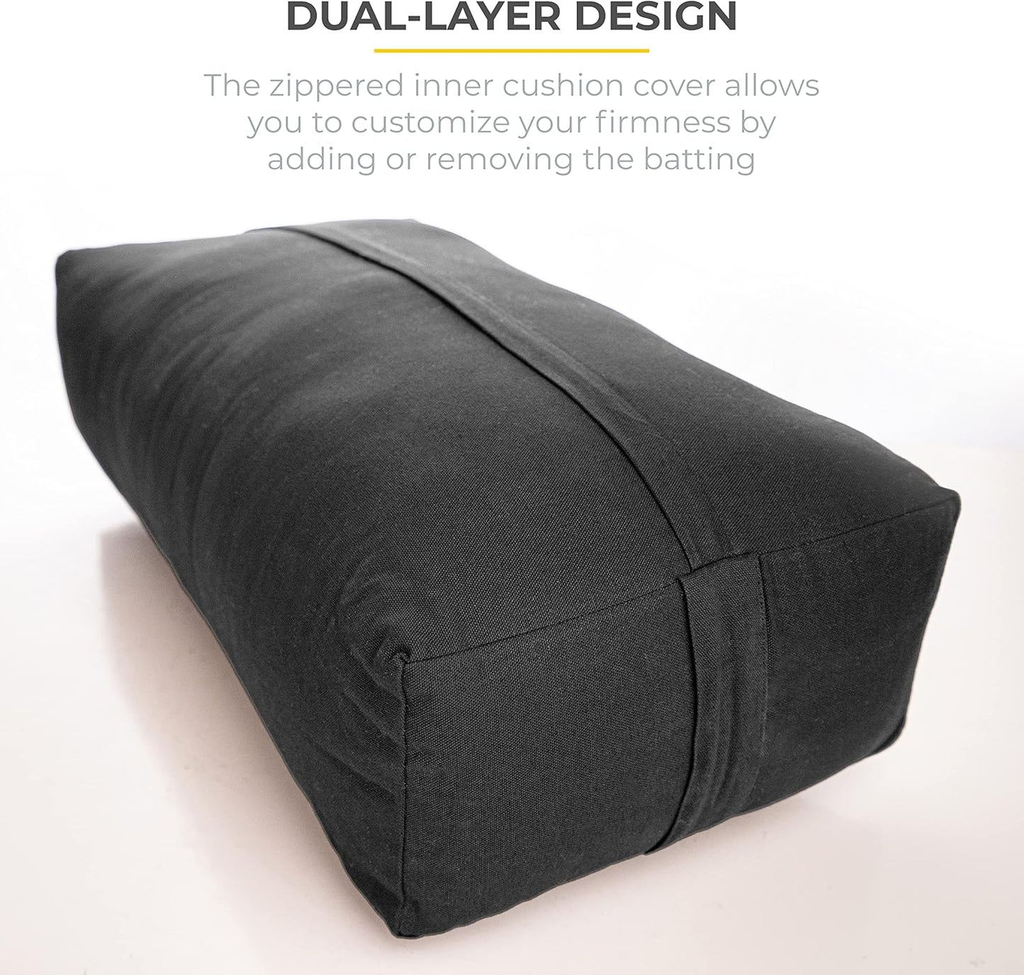 Firm Large Yoga Bolster, 24x12x6in | Bulk Workout Brick for Stretching, Pilates, and Workout, Firm and Supportive Exercise Blocks for Home, Schools, and Studios