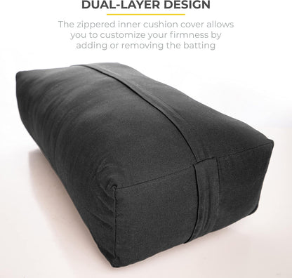 Firm Large Yoga Bolster, 24x12x6in | Bulk Workout Brick for Stretching, Pilates, and Workout, Firm and Supportive Exercise Blocks for Home, Schools, and Studios