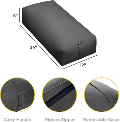 Firm Large Yoga Bolster, 24x12x6in | Bulk Workout Brick for Stretching, Pilates, and Workout, Firm and Supportive Exercise Blocks for Home, Schools, and Studios
