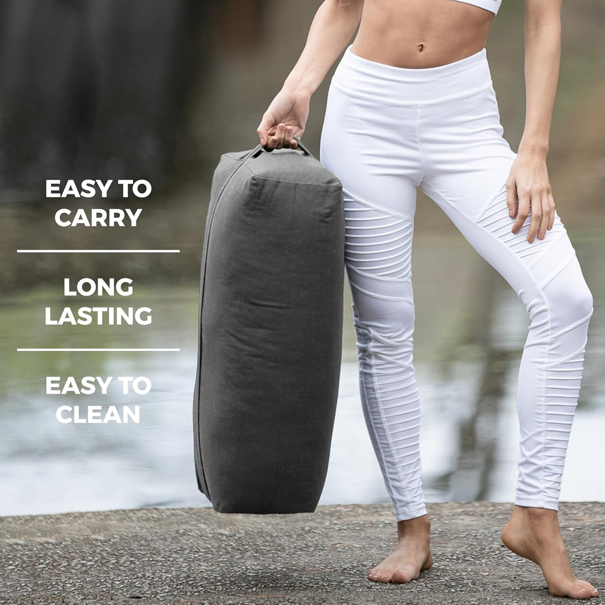Firm Large Yoga Bolster, 24x12x6in | Bulk Workout Brick for Stretching, Pilates, and Workout, Firm and Supportive Exercise Blocks for Home, Schools, and Studios