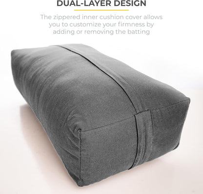 Firm Large Yoga Bolster, 24x12x6in | Bulk Workout Brick for Stretching, Pilates, and Workout, Firm and Supportive Exercise Blocks for Home, Schools, and Studios