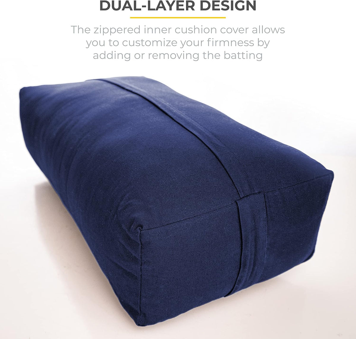 Firm Large Yoga Bolster, 24x12x6in | Bulk Workout Brick for Stretching, Pilates, and Workout, Firm and Supportive Exercise Blocks for Home, Schools, and Studios