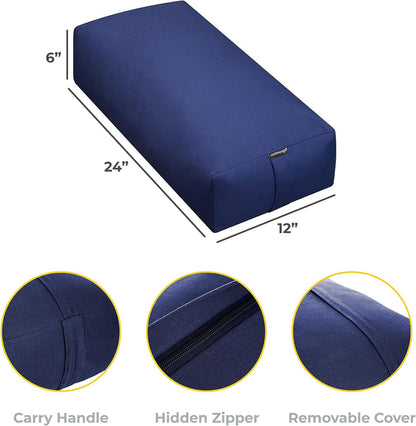 Firm Large Yoga Bolster, 24x12x6in | Bulk Workout Brick for Stretching, Pilates, and Workout, Firm and Supportive Exercise Blocks for Home, Schools, and Studios