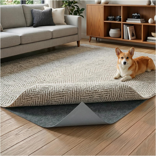 Felt Rug Pad, 2 x 3 Ft Rubber Non-Slip Rug Pad Gripper, Keep Rugs Secure and in Place, Extra Strong Under Carpet Mat Cushion - for All Floors