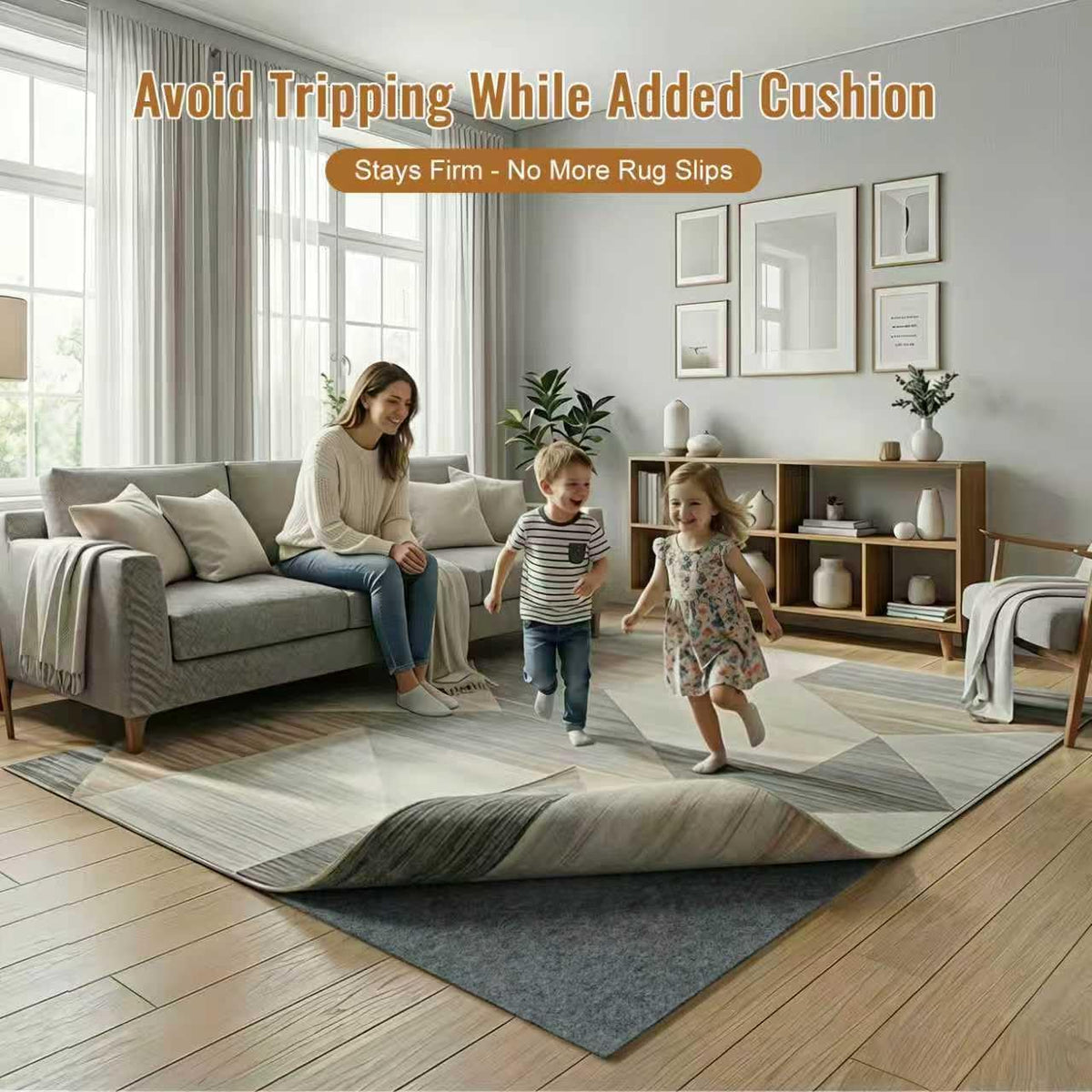 Felt Rug Pad, 2 x 3 Ft Rubber Non-Slip Rug Pad Gripper, Keep Rugs Secure and in Place, Extra Strong Under Carpet Mat Cushion - for All Floors