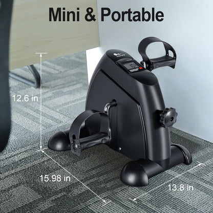 Mini Exercise Bike, Under Desk Bike Pedal Exerciser Portable Foot Cycle Arm & Leg Peddler Machine with LCD Screen Displays