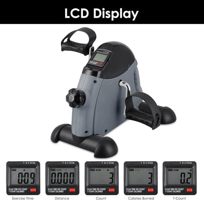 Mini Exercise Bike, Under Desk Bike Pedal Exerciser Portable Foot Cycle Arm & Leg Peddler Machine with LCD Screen Displays