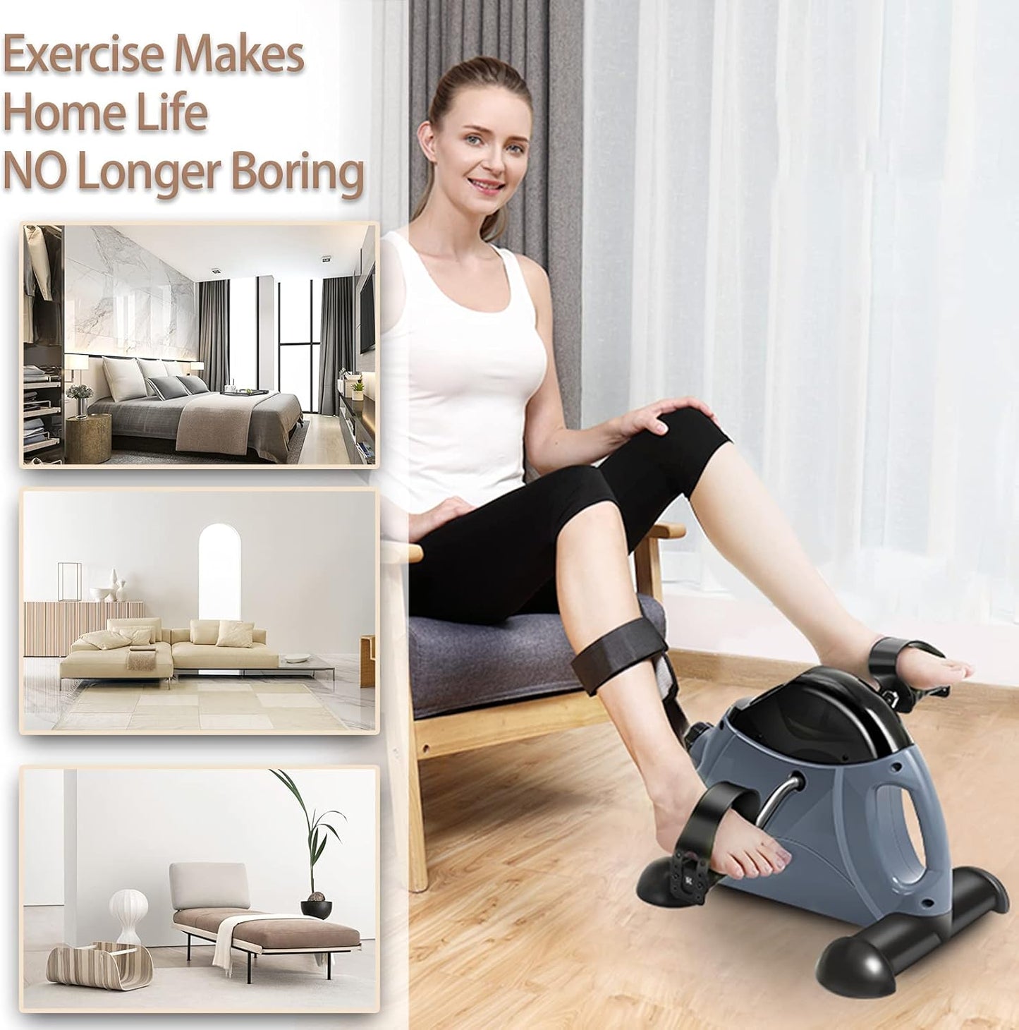 Mini Exercise Bike, Under Desk Bike Pedal Exerciser Portable Foot Cycle Arm & Leg Peddler Machine with LCD Screen Displays