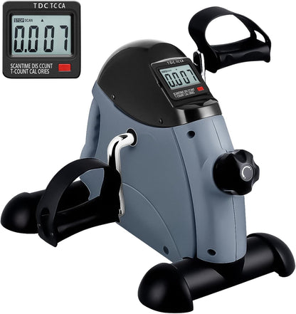 Mini Exercise Bike, Under Desk Bike Pedal Exerciser Portable Foot Cycle Arm & Leg Peddler Machine with LCD Screen Displays