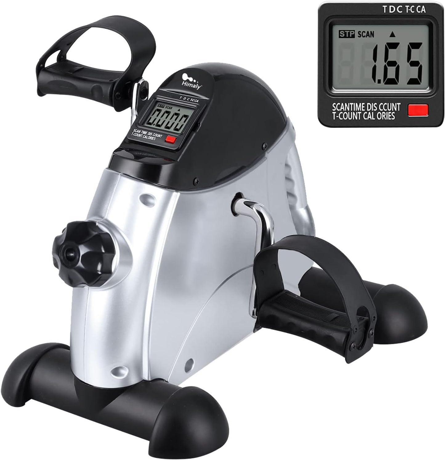 Mini Exercise Bike, Under Desk Bike Pedal Exerciser Portable Foot Cycle Arm & Leg Peddler Machine with LCD Screen Displays