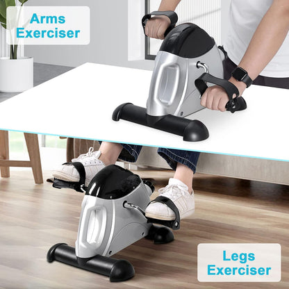 Mini Exercise Bike, Under Desk Bike Pedal Exerciser Portable Foot Cycle Arm & Leg Peddler Machine with LCD Screen Displays