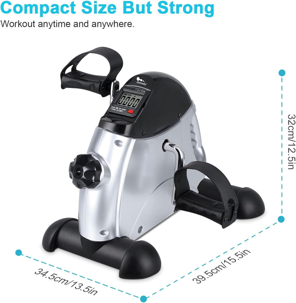 Mini Exercise Bike, Under Desk Bike Pedal Exerciser Portable Foot Cycle Arm & Leg Peddler Machine with LCD Screen Displays
