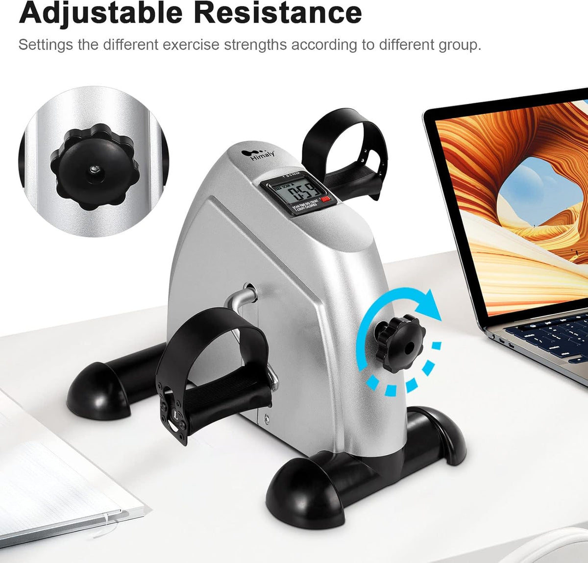 Mini Exercise Bike, Under Desk Bike Pedal Exerciser Portable Foot Cycle Arm & Leg Peddler Machine with LCD Screen Displays