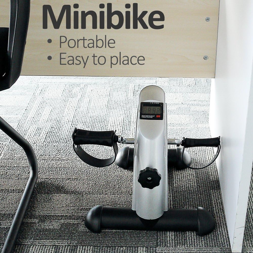 Mini Exercise Bike, Under Desk Bike Pedal Exerciser Portable Foot Cycle Arm & Leg Peddler Machine with LCD Screen Displays