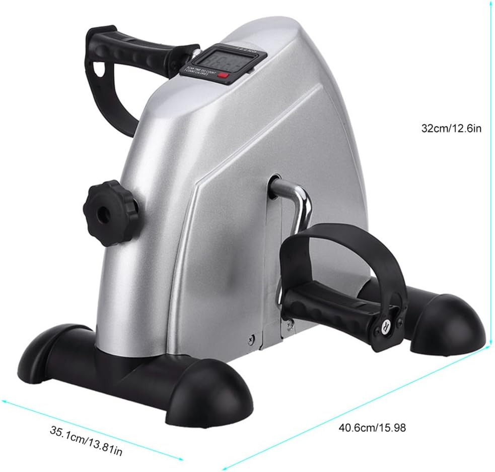 Mini Exercise Bike, Under Desk Bike Pedal Exerciser Portable Foot Cycle Arm & Leg Peddler Machine with LCD Screen Displays