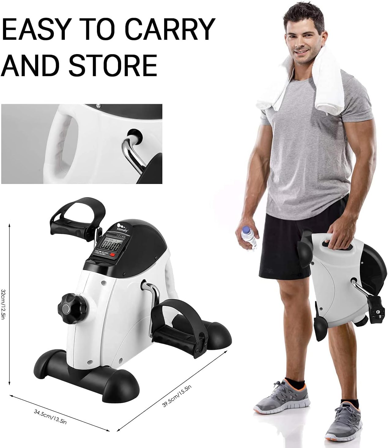 Mini Exercise Bike, Under Desk Bike Pedal Exerciser Portable Foot Cycle Arm & Leg Peddler Machine with LCD Screen Displays