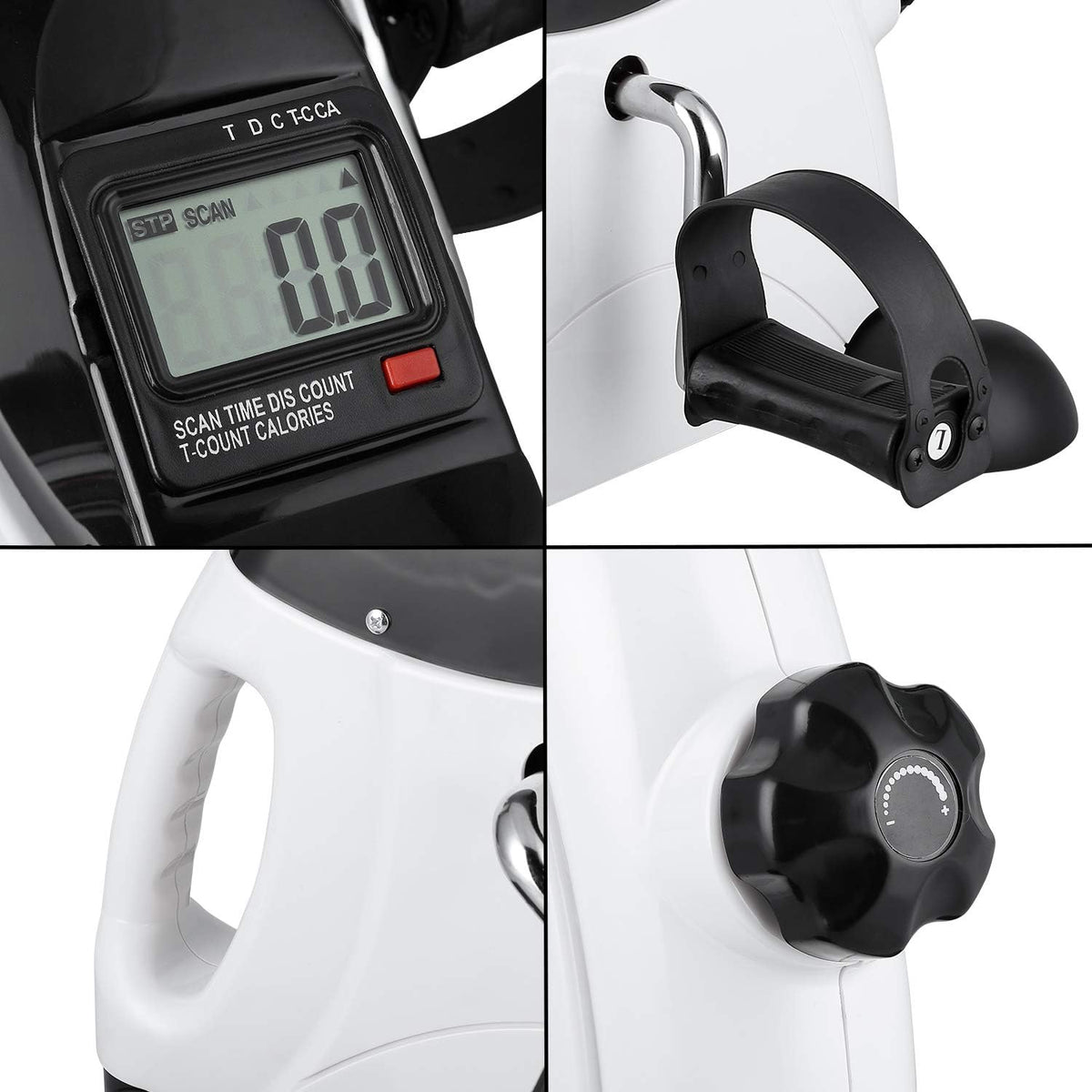 Mini Exercise Bike, Under Desk Bike Pedal Exerciser Portable Foot Cycle Arm & Leg Peddler Machine with LCD Screen Displays