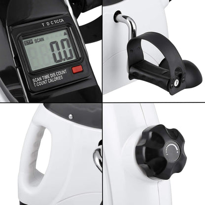Mini Exercise Bike, Under Desk Bike Pedal Exerciser Portable Foot Cycle Arm & Leg Peddler Machine with LCD Screen Displays