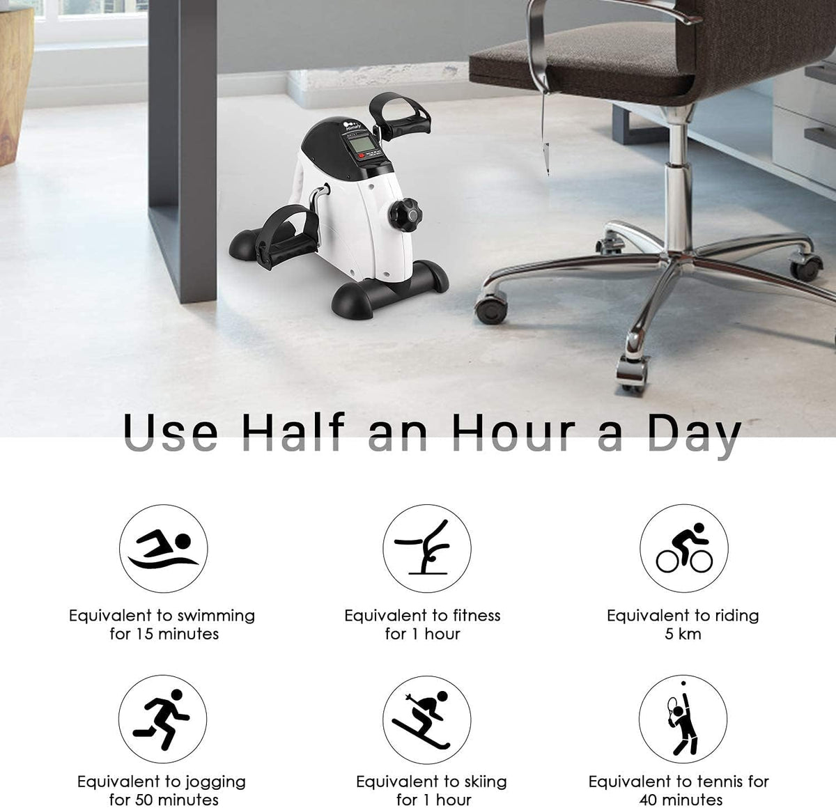 Mini Exercise Bike, Under Desk Bike Pedal Exerciser Portable Foot Cycle Arm & Leg Peddler Machine with LCD Screen Displays