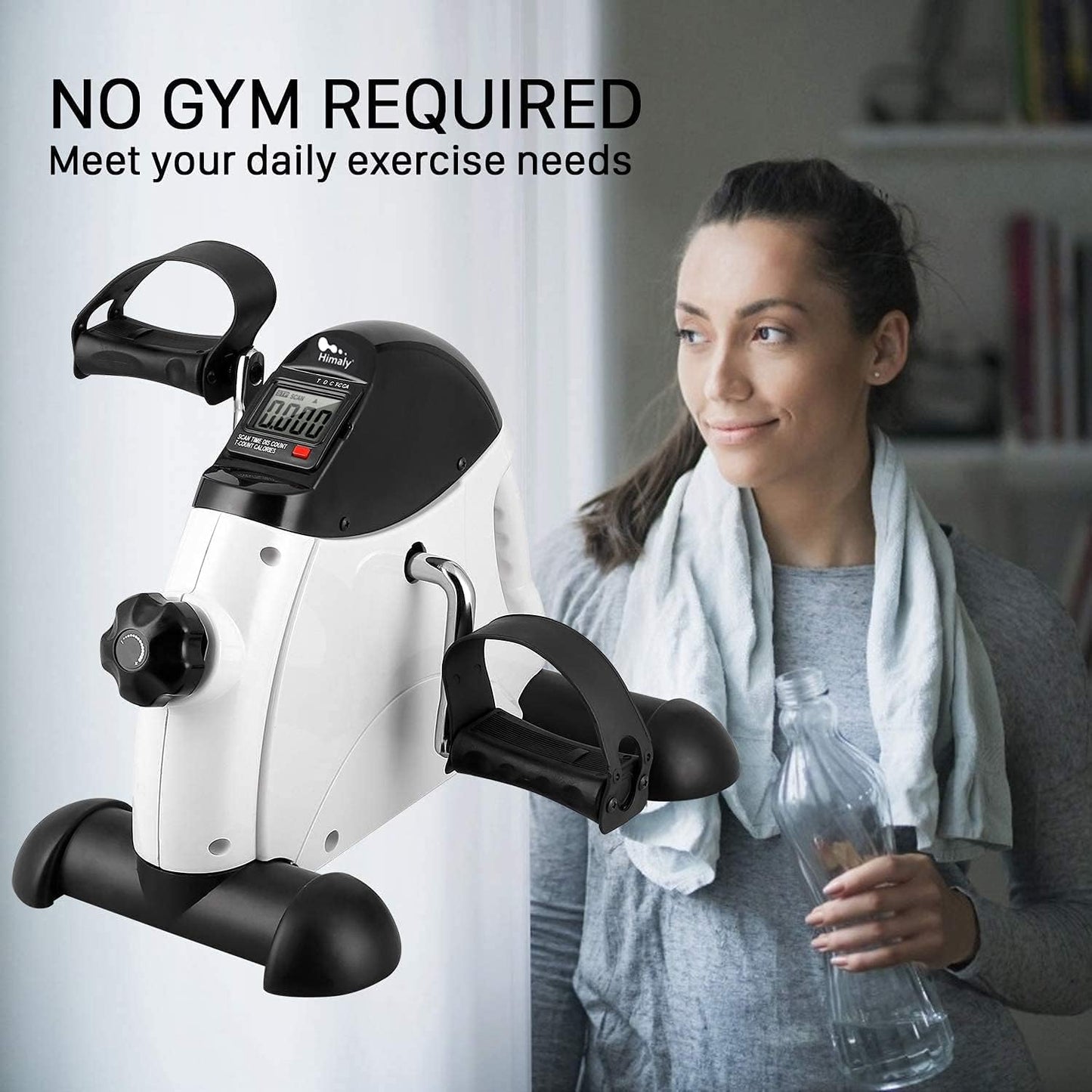 Mini Exercise Bike, Under Desk Bike Pedal Exerciser Portable Foot Cycle Arm & Leg Peddler Machine with LCD Screen Displays