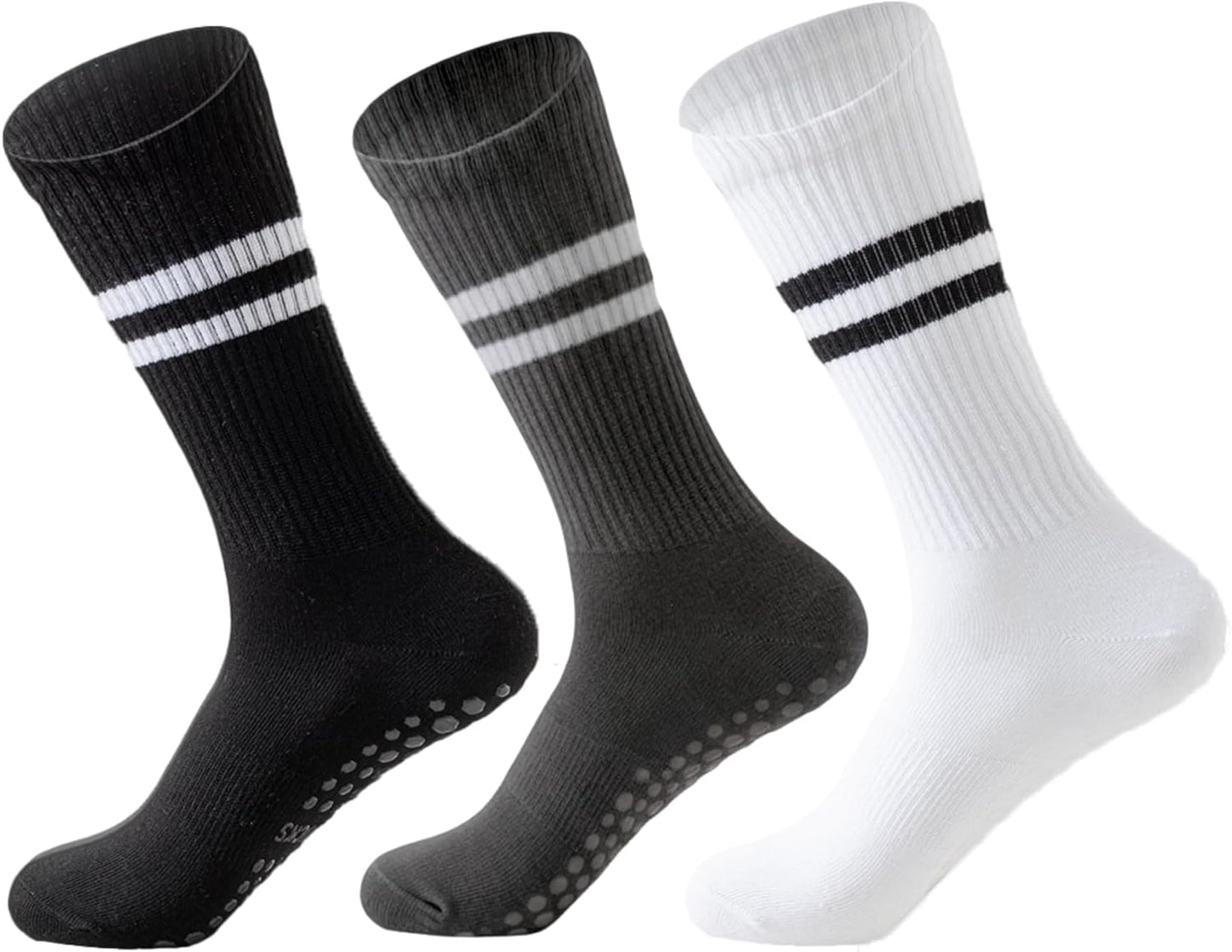 Pilates Socks With Grips for Women:Cute Non Slip Crew Gripper Yoga Sock-Grippy Sticky for Hospital/Dance Barre/Workout