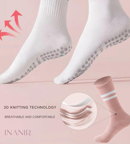 Pilates Socks With Grips for Women:Cute Non Slip Crew Gripper Yoga Sock-Grippy Sticky for Hospital/Dance Barre/Workout