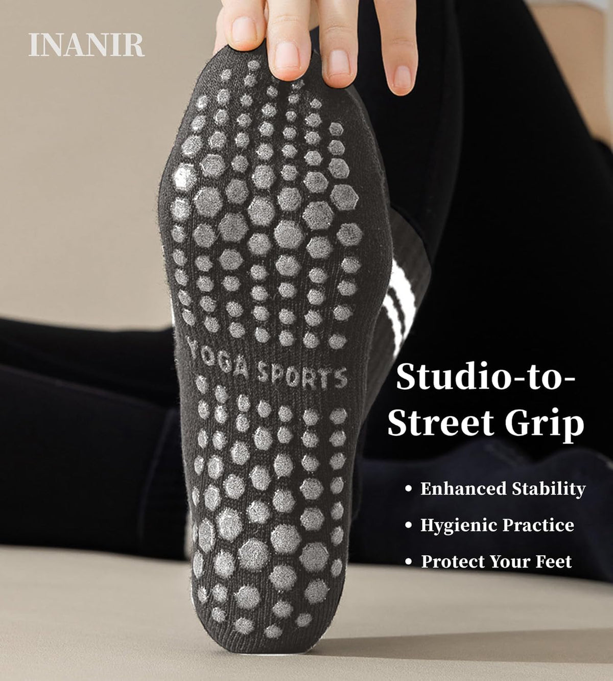 Pilates Socks With Grips for Women:Cute Non Slip Crew Gripper Yoga Sock-Grippy Sticky for Hospital/Dance Barre/Workout