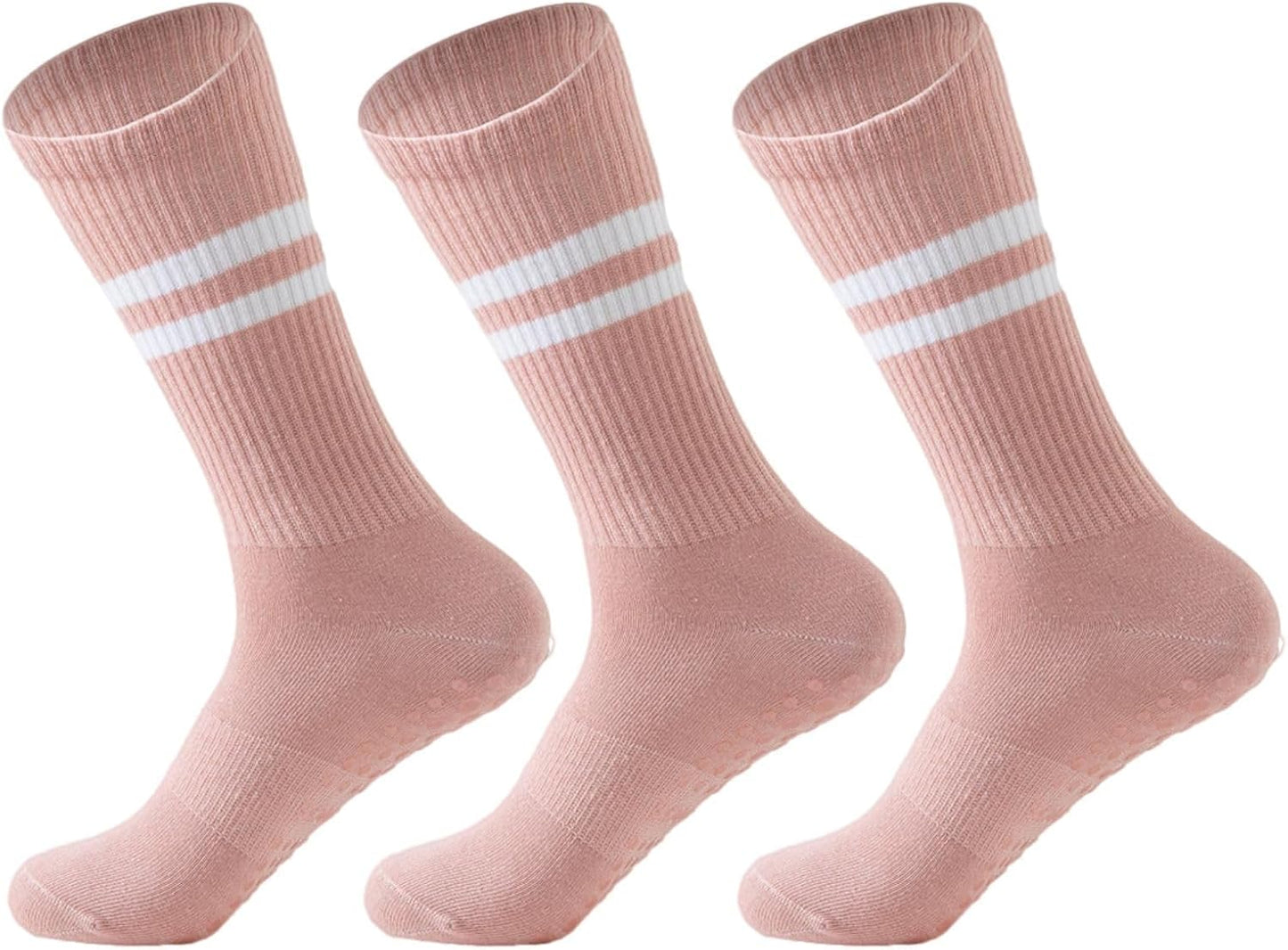 Pilates Socks With Grips for Women:Cute Non Slip Crew Gripper Yoga Sock-Grippy Sticky for Hospital/Dance Barre/Workout