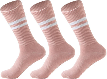Pilates Socks With Grips for Women:Cute Non Slip Crew Gripper Yoga Sock-Grippy Sticky for Hospital/Dance Barre/Workout