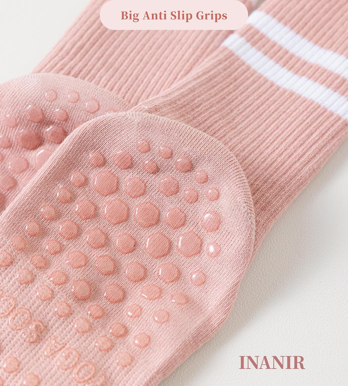 Pilates Socks With Grips for Women:Cute Non Slip Crew Gripper Yoga Sock-Grippy Sticky for Hospital/Dance Barre/Workout