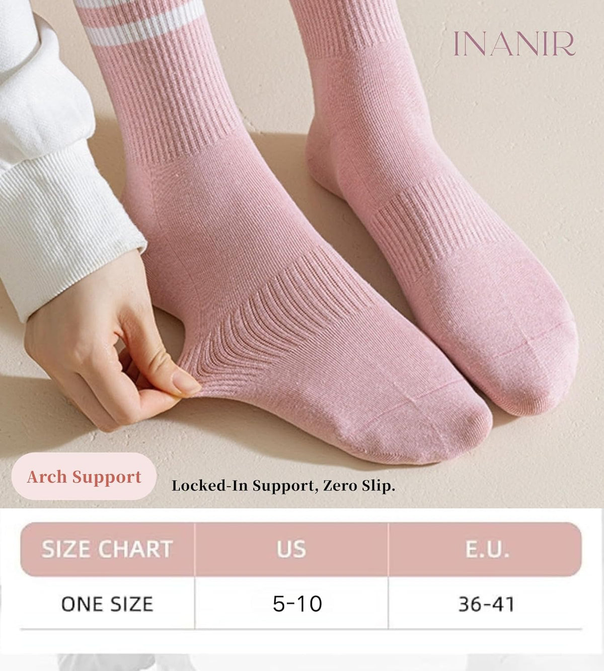 Pilates Socks With Grips for Women:Cute Non Slip Crew Gripper Yoga Sock-Grippy Sticky for Hospital/Dance Barre/Workout