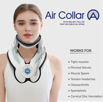 Neck Traction Device by Air Collar - Neck Stretcher - Cervical Traction Device - Neck & Shoulder Pain Relief - Stretcher Collar for Improved Spine Alignment (2nd Gen Electric Pump) - See Size Chart*