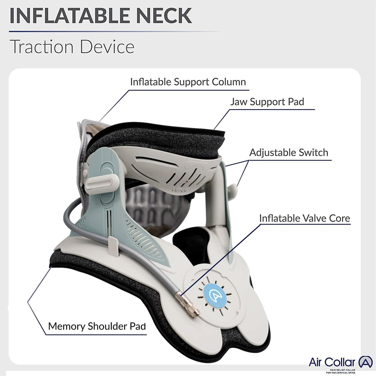 Neck Traction Device by Air Collar - Neck Stretcher - Cervical Traction Device - Neck & Shoulder Pain Relief - Stretcher Collar for Improved Spine Alignment (2nd Gen Electric Pump) - See Size Chart*