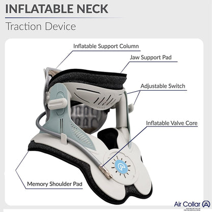 Neck Traction Device by Air Collar - Neck Stretcher - Cervical Traction Device - Neck & Shoulder Pain Relief - Stretcher Collar for Improved Spine Alignment (2nd Gen Electric Pump) - See Size Chart*