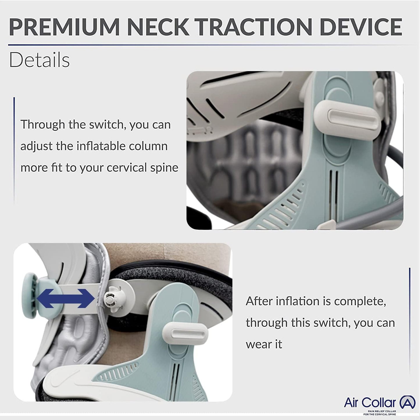 Neck Traction Device by Air Collar - Neck Stretcher - Cervical Traction Device - Neck & Shoulder Pain Relief - Stretcher Collar for Improved Spine Alignment (2nd Gen Electric Pump) - See Size Chart*