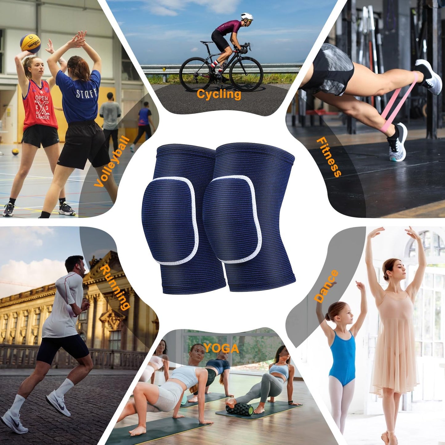 Volleyball Knee Pads for Dancers, Soft Breathable Knee Pads for Men Women Kids Knees Protective, Knee Brace for Volleyball Football Dance Yoga Tennis Running Cycling Workout Climbing